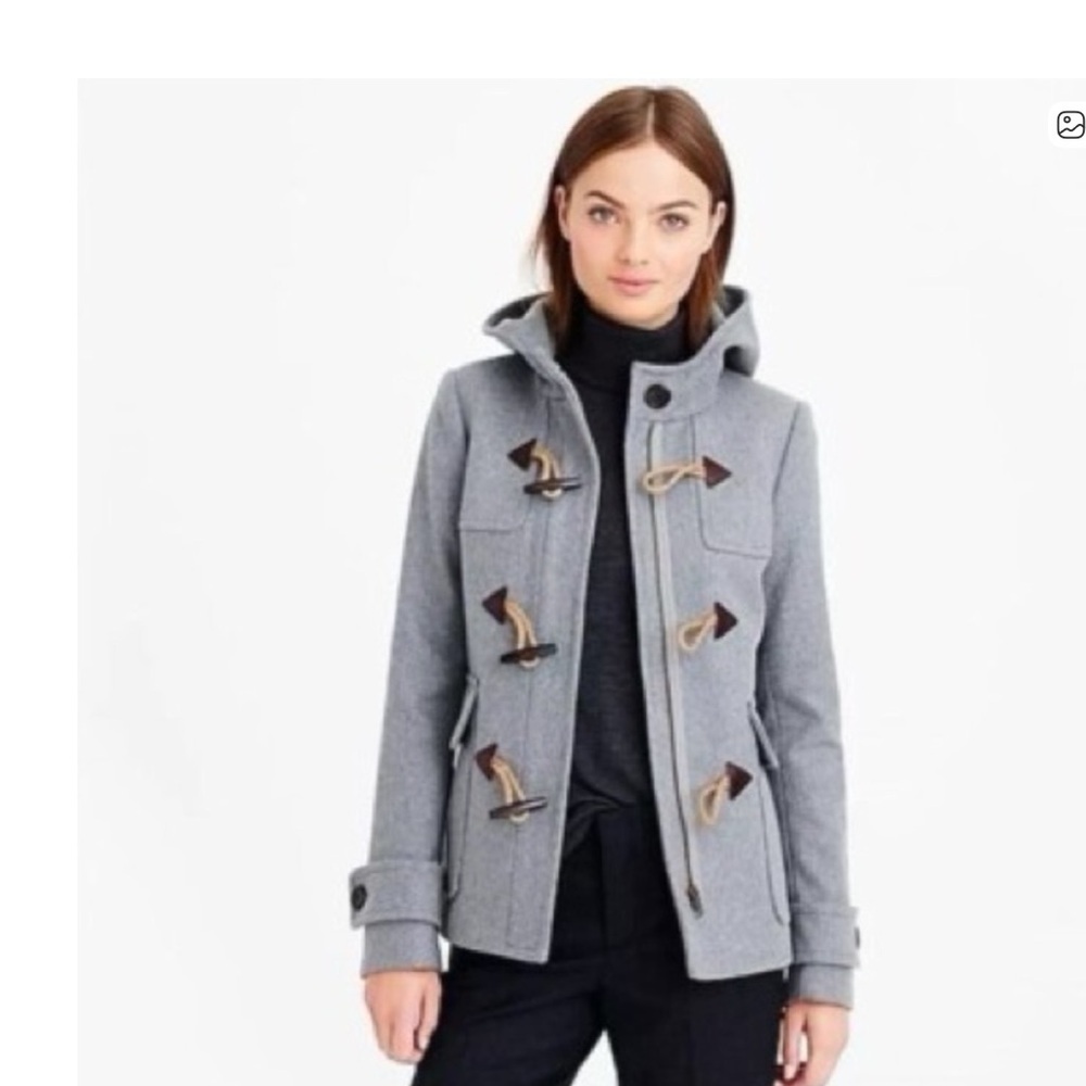 J Crew Melton Wool Toggle Gray Coat Size 10